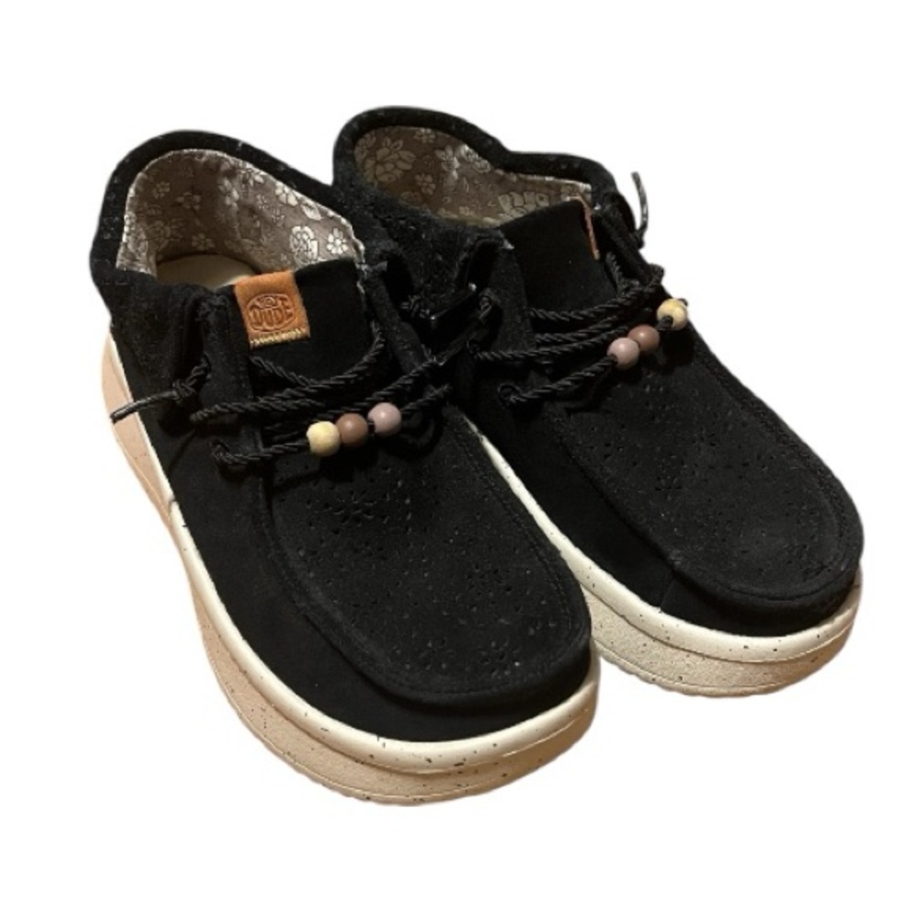 Black Hey Dude Suede Wendy Peak Fold Shoes